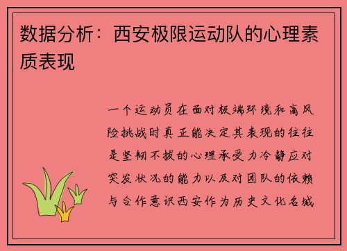 数据分析：西安极限运动队的心理素质表现